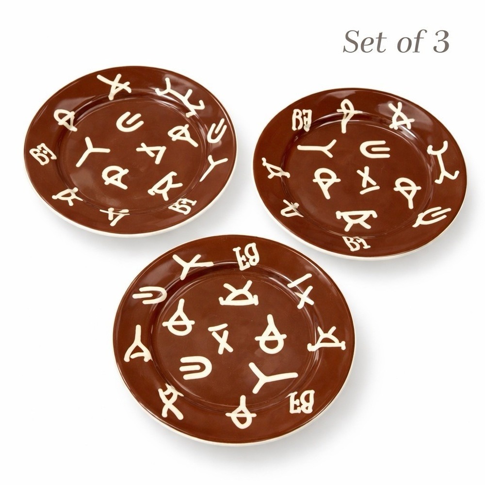Barn Fly BF Sterling China Brown Ranch Western Salad Plates Set‎ Of 3, Farmhouse